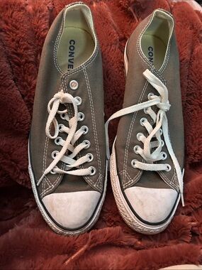 Converse Low-Top Sneakers in Gray Canvas with White Accents